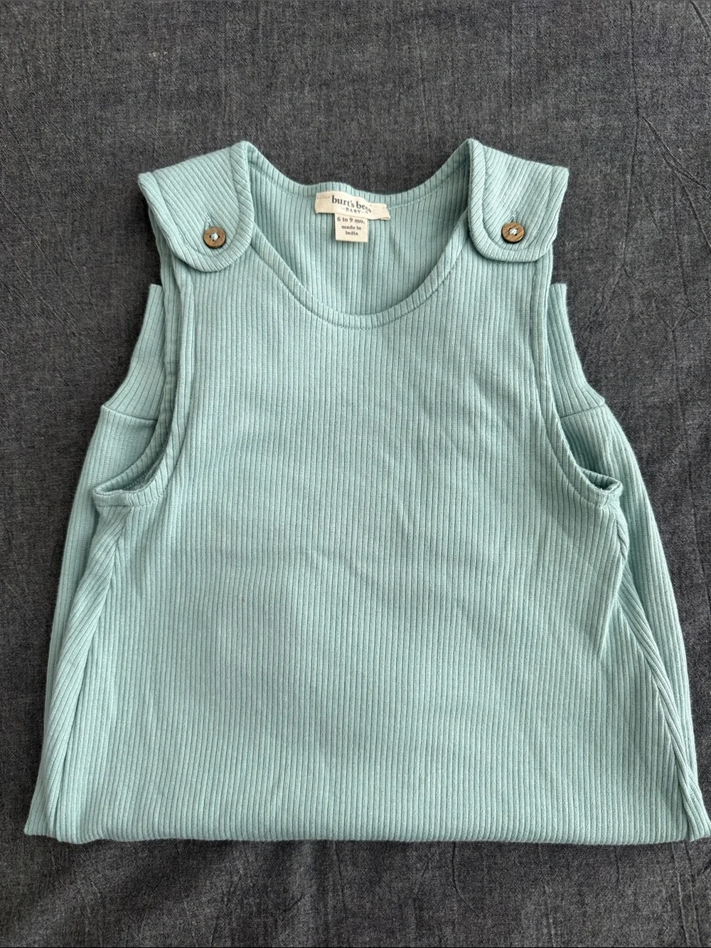 Burt’s Bees Baby -  Mint Ribbed Baby Romper with Geometric L/S  Bodysuit